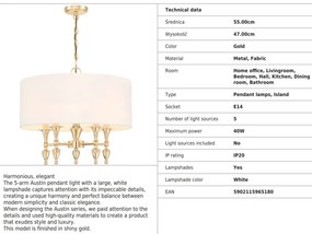 Candelabru design elegant AUSTIN auriu/alb