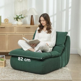 HOMCOM Scaun de Podea Modern și Capitonaț din Țesătură cu Aspect Catifelat Verde | Aosom Romania