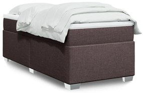 vidaXL Pat box spring cu saltea, maro închis, 90x200 cm, textil