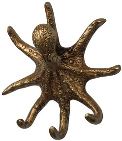 Cuier de perete decorativ, din alama Octopus
