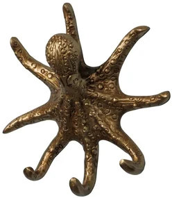 Cuier de perete decorativ, din alama Octopus