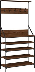 vidaXL Suport de haine cu raft pantofi, stejar maro, 90x34x184 cm