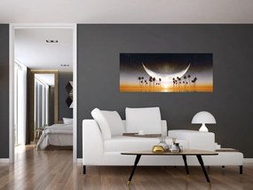 Tablou- Luna deasupra palmierilor (120x50 cm)