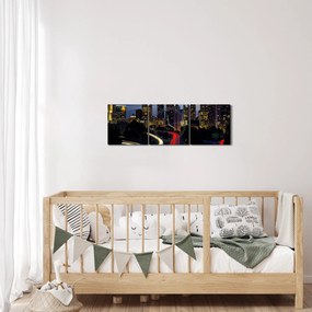 Tablou - Oraș de noapte (cu ceas) (90x30 cm)