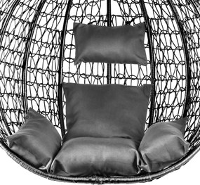 Scaun suspendat negru KOKON fara stativ, perna gri