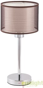 Veioza, Lampa de masa design modern, finisaj crom/ maro, diametru 18cm, Anastasia 2631 RX