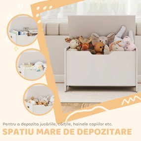 AIYAPLAY Cutie pentru jucării din lemn în formă de urs cu capacitatea de 20 kg, 60x38x48 cm, alb | Aosom Romania