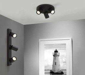 Plafoniera baie cu 3 spoturi directionabile Selene, neagra