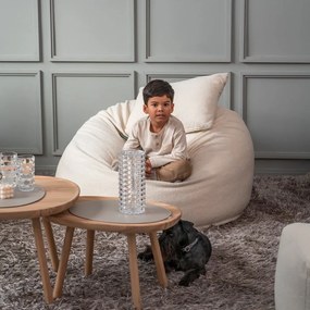 Fotoliu bean bag crem cu tapițerie din țesătură bouclé Om 110 – SLOWDOWN