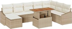 vidaXL Set de canapele pentru grădină 9 pcs Bej Rattan poli