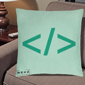 Perna Personalizata Cod HTML Turcoaz, 40x40 cm, Verde Menta, Husa Detasabila, Perna Inclusa, BEKZ®