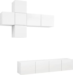 vidaXL Set dulapuri TV, 7 piese, alb, lemn prelucrat