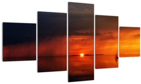 Tablou apusului de soare cu barca (125x70 cm), în 40 de alte dimensiuni noi