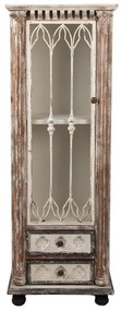 Vitrina bej, din lemn, aspect vintage, Elegance