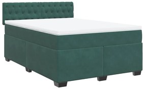 3286315 vidaXL Pat box spring cu saltea, verde închis, 140x190 cm, catifea