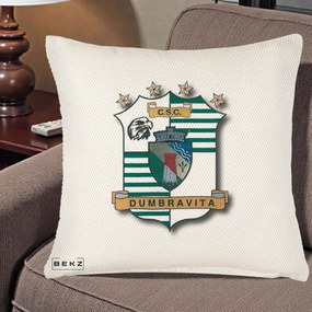 Perna Personalizata CSC Dumbravita Fotbal, 40x40 cm, Crem Reliefat, Husa Detasabila, Perna Inclusa, BEKZ®