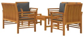 Set mobilier de gradina cu perne, 5 piese, lemn masiv de acacia 2x Canapea cu 2 locuri + 2x fotoliu + masa, 1, Morke gra