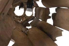 Lustră suspendată din rădăcină de tec reciclat și metal, maro, cu 3 brațe, finisaj natural, 33 x 180 x 33 cm, „Noyon”