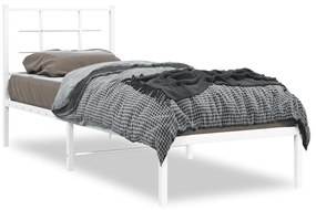 355601 vidaXL Cadru de pat metalic cu tăblie, alb, 80x200 cm