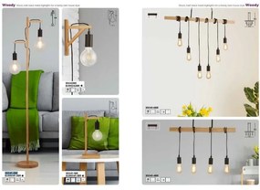 Lustra din lemn cu 6 pendule design rustic Woody