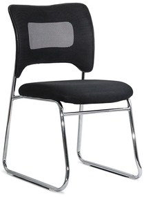 Scaun vizitator negru HRC 613F mesh cu cadru cromat tip sanie