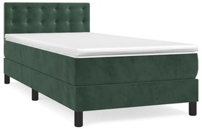 3141530 vidaXL Pat box spring cu saltea, verde închis, 100x200 cm, catifea