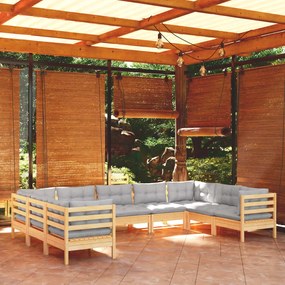3097318 vidaXL Set mobilier de grădină cu perne, 5 piese, gri, lemn de pin