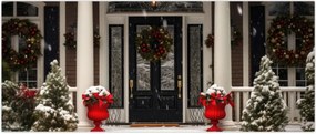 Tablou - Casa decorată de Crăciun (120x50 cm)