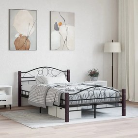 vidaXL Cadru de pat, negru, 120 x 200 cm, metal