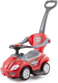 Masinuta copii si bebe FUNNY™ Sport Car, cu melodii, maner de impins pentru parinti, bara de protectie, design modern, Rosu
