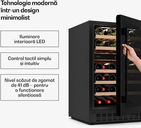 Klarstein Frigider încorporabil Velaire pentru vin, modern, elegant, protecție UV, dublă zonă, 46 sticle