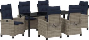 vidaXL Set de masă pentru grădină cu pernă 7 pcs Gri poliratan