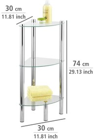 WENKO 15850100 - Poliță YAGO, 30 x 74 cm, inox/argintiu/transparent