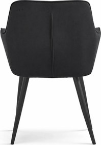 Fotoliu de sufragerie VARSI VELVET cu picioare negre, negru