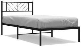 372175 vidaXL Cadru de pat din metal cu tăblie, negru, 107x203 cm