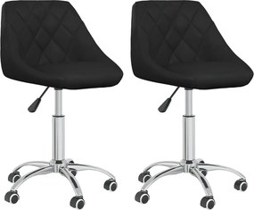 vidaXL Scaune de bucătărie pivotante, 2 buc. negru, piele ecologică