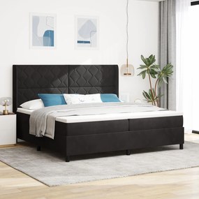 Pat cu arcuri vidaXL cu saltea Negru 200x200 cm Catifea