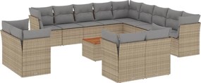 vidaXL Set canapele de grădină, 14 piese, cu perne, bej, poliratan