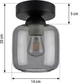 BRILAGI - Plafonieră LED R GLASS 1xE27/60W/230V Ø 14 cm negru/gri fumuriu