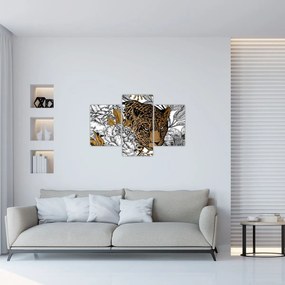 Tablou - Leopard între flori (90x60 cm)