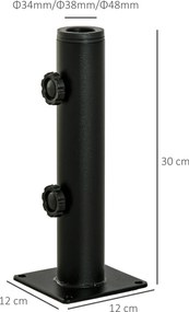 Outsunny Picior de umbrelă, tub reglabil din metal pentru tija Ø 34, 38 și 48 mm, negru | Aosom Romania