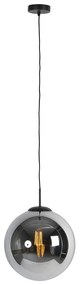 Lampă suspendată inteligentă neagră cu sticlă fumurie 30 cm incl. Wifi ST64 - Pallon