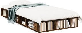 vidaXL Cadru de pat, stejar fumuriu, 75x190 cm, lemn prelucrat