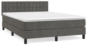 3141546 vidaXL Pat box spring cu saltea, gri închis, 140x200 cm, catifea