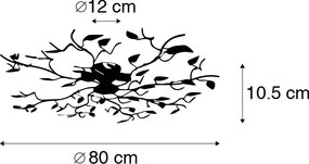 Plafonieră inteligentă neagră cu auriu 80 cm 4 lumini incl. 4 Wifi P45 - Foglie