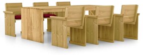 3065738 vidaXL Set mobilier de grădină cu perne, 7 piese, lemn de pin tratat