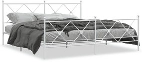 376574 vidaXL Cadru de pat metalic cu tăblie de cap/picioare, alb, 183x213 cm
