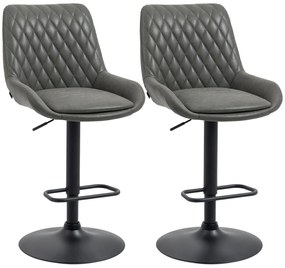HOMCOM Tabureți de Bar Tabureti de Bucatarie, Design Tabureti de Inaltime, cu Suport pentru Picioare, 51 cm x 59 cm x 117 cm, Gri închis + Negru | Aosom Romania