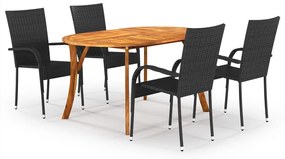 3072000 vidaXL Set mobilier de grădină, 5 piese, negru