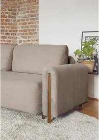 Canapea maro deschis extensibilă/cu spațiu de depozitare cu tapițerie din catifea reiată 244 cm Arcadova – ELTAP